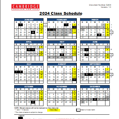 2024 School Calendar