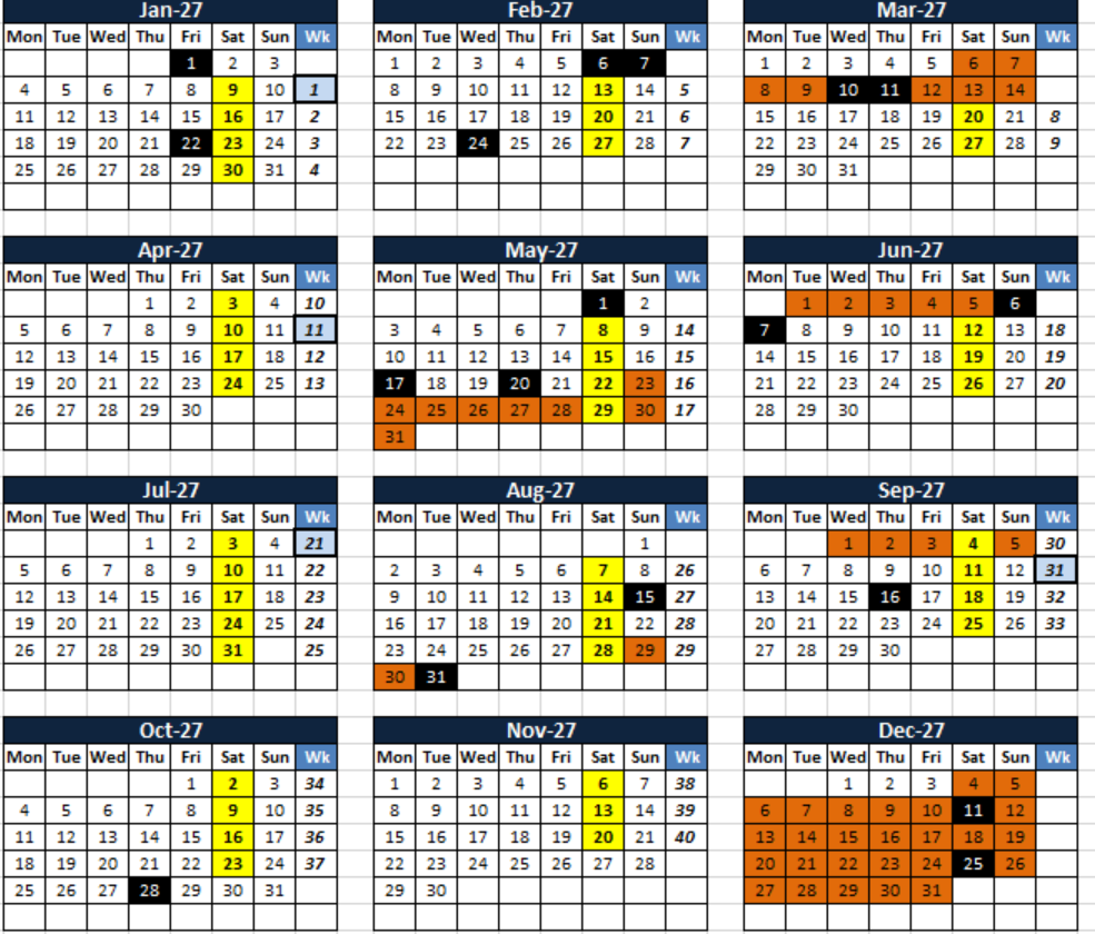 2027 Calendar